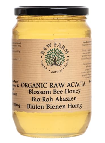 Raw Farm - Miel cruda de acacia ecológica - 900 g - Directa del apicultor, origen único de Europa
