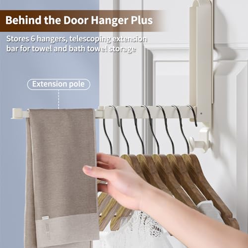 Kocusu Adjustable Over Door Hangers for Clothes with 6 Groves,Foldable Door Clothes Hanger,Back of Door Hooks,Door Coat Hanger,Over the Door Hanger for Bedroom,Coat,Bag,Cap,White - Image 3