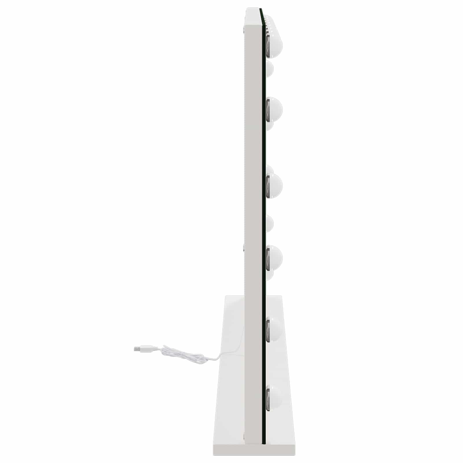 Lusterko do makijażu LED, białe, ze szkła i stali, 80 x 10 x 52,5 cm, z 3 trybami kolorów, możliwość ściemniania, sterowanie Smart Touch, antypoślizgowa podstawa, montaż na stole i na ścianie
