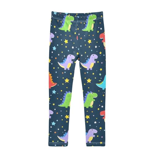 ALAZA Girls' Leggings Children's Yoga Pants Skinny Printed Dance Dinosaur Stars Cute Comfortable 4T
