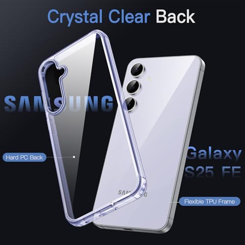 Image of JETech Cover Case for Samsung Galaxy S25 FE, Non-Yellowing Shockproof Bumper Protective Phone Cover, Anti-Scratch Hard PC Back (Icyblue)