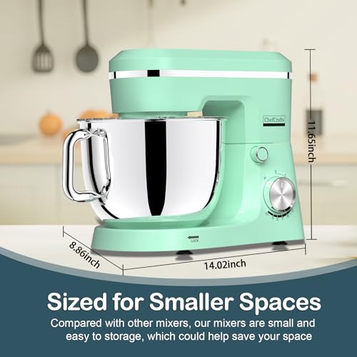 Image of Electric Stand Mixer with 6.5 Quart Bowl, Household Food Mixer 10+p Speeds 660W, Tilt-Head Bread Dough and Cake Mixers with Dough Hook, Whisk, Beater, Splash Guard and Egg Separator (Blue)