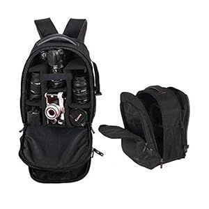 SMILEDRIVE DSLR Camera Backpack Bag with Laptop Compartment & Well Padded Adjustable Grids for Lenses & Accessories ( Black )