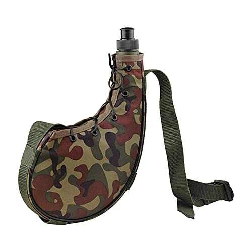 Borraccia militare da campeggio fiaschetta per caccia trekking verde mimetico 28 x 13 x 4,8 cm