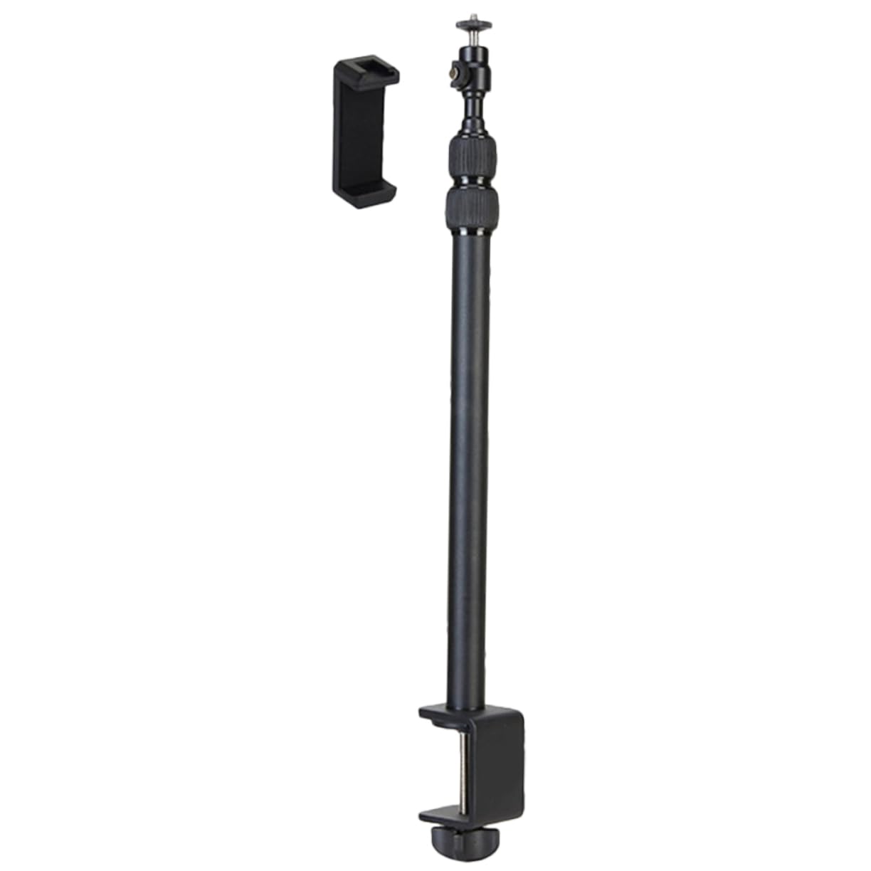Supporto Camera da Scrivania Regolabile in Lega di Alluminio 1/4 | Testa Sferica, Asta Telescopica 38, 5-93, 5cm, Colore Nero, per Proiettore e Telefono