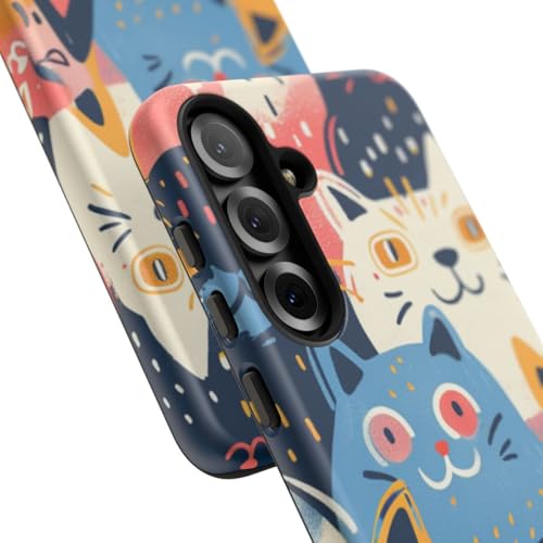 Coque chat coloré Samsung S25 Plus mate cadeau idéal rigide