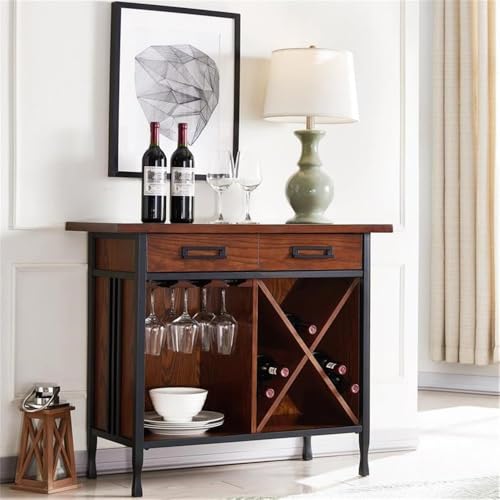 Soporte para botellas y minibar de madera, 36 x 15 x 30 pulg miniatura 2