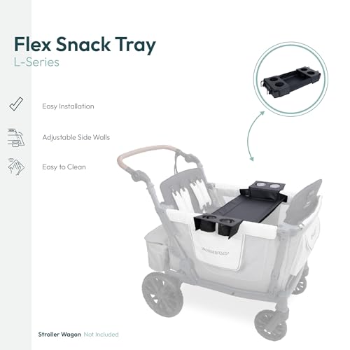 Image of WONDERFOLD Flex Snack Tray for L4 Stroller Wagon with Convertible Cup Holders & Adjustable Sidewalls to Maximize Space, Easy to Install, Easy to Clean