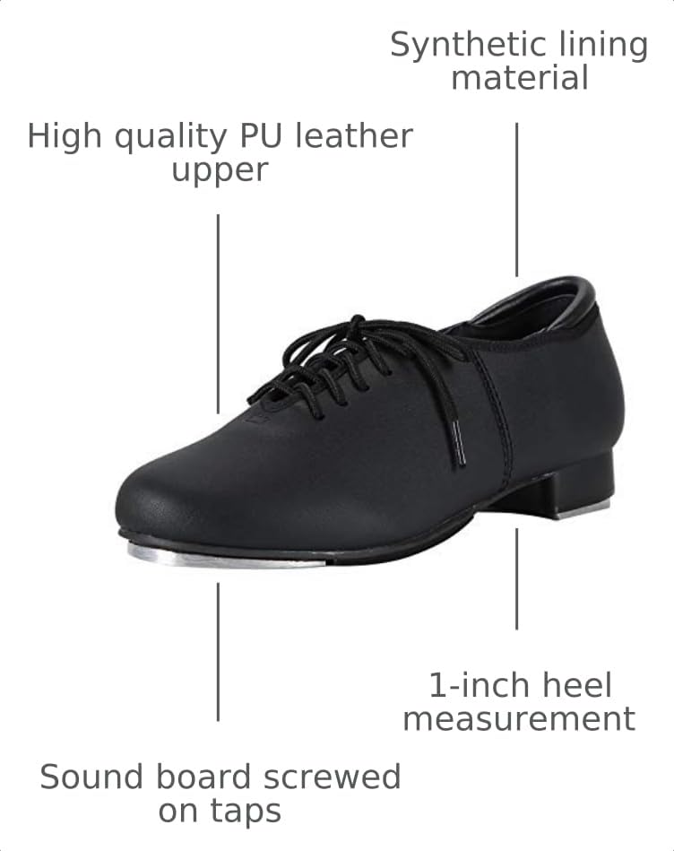 Linodes PU Leather Lace Up Tap Shoe Unisex Dance Shoes for Women and Men | Quality soft upper, Unisex for women men, Lace up, Rubber and EVA outsole, Clear sound, Snug fit, Breathable lining, Durable