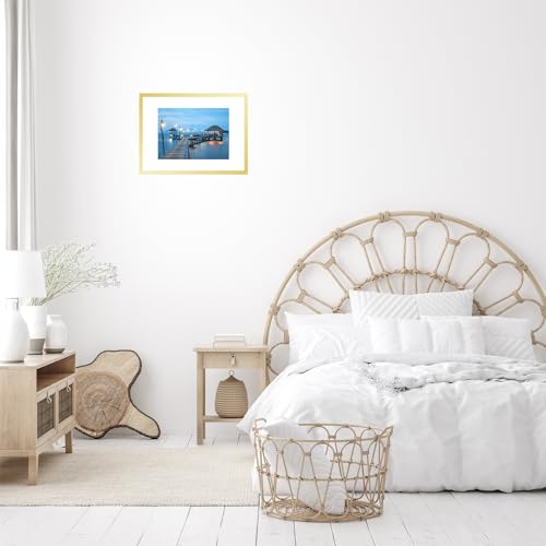 Image of JCJMY 11.7x16.5 A3 Picture Frame Gold with 8.3x11.7 A4 Mat, Display Photo 8.3x11.7 with Mat or 11.7 x 16.5 Without Mat, Wall Hanging Large Frame with Plexiglass, Gold