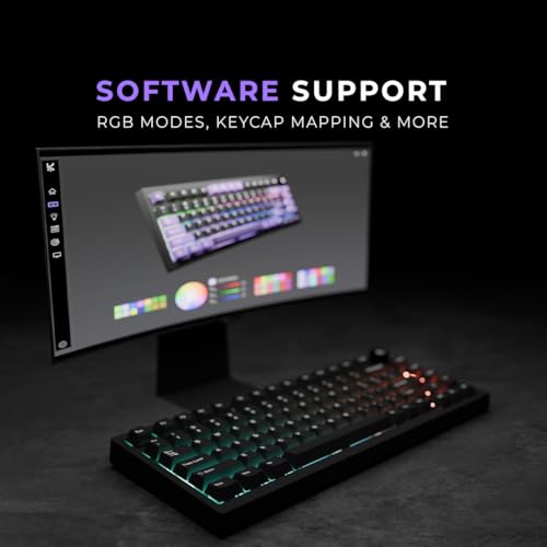 Image of Kreo Swarm 75% Wireless Mechanical Keyboard with Pre-lubed Switches, 5-pin Hot Swap PCB and 5 Layers Sound Absorption (All Black, Huano Speed /Starling Switches)