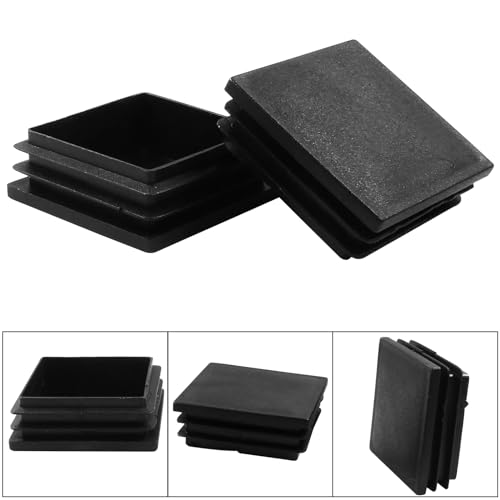 Image of Bonsicoky 4 Pack 2 inch Square Plastic Plugs, Black Tubing End Caps Plugs Insert for Square Tube and Furniture Legs