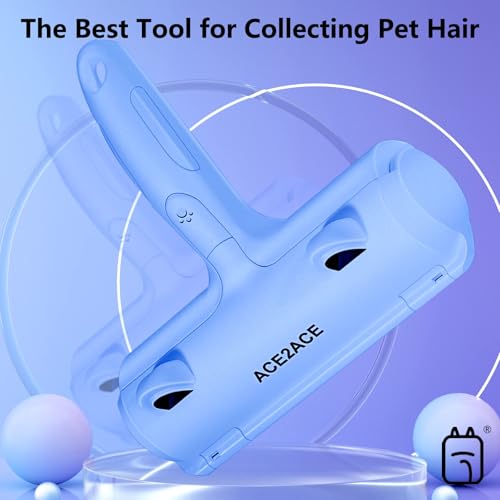 Image of ACE2ACE Pet Hair Remover, Reusable Lint Roller for Cat and Dog Hair, Blue | Self Clean Cat Hair Remover with Dust Bin, Dog Hair Remover for Couch, Furniture, Carpet, Sofa and Bedding