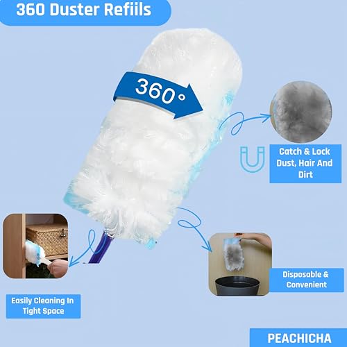 Image of 360 Degree Dusters Refills,Heavy Duty Duster Refills, Disposable Replacement Head for Cleaning, Multi Surface Refills, 30 Count Blue