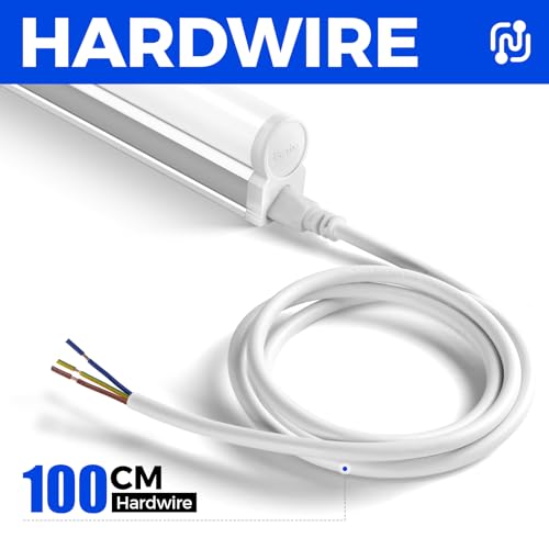 Barrina Led Batten Light 2ft 60cm, T5 Led Tube Lights, 1100lm 10W 6500K Super Bright White LED Garage Workshop Lighting, Wall and Ceiling Batten Lights 2 Packs