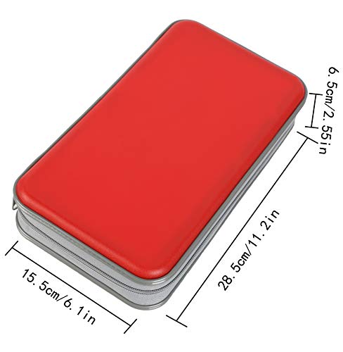 UENTIP 96 Capacity CD/DVD Case, Hard Plastic Case Holder, CD Holder Organizer Wallet, Protective DVD Holder Storage (Red) - Image 4