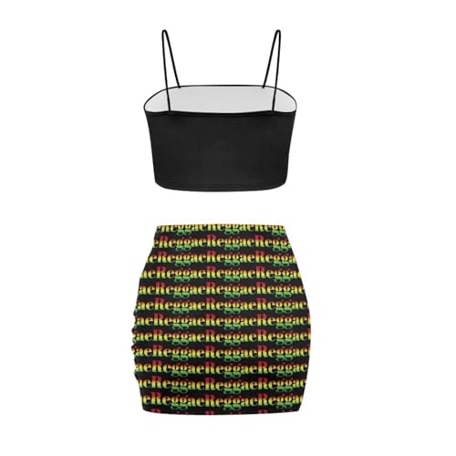 Image of 2025 Sexy Spaghetti Strap Crop Tops and Bodycon Skirt Casual 2 Piece Set S-4XL