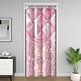 richhome Cortina de puerta con letra U con purpurina rosa para puerta, privacidad, bonitas mariposas, armario, cortina divisora de habitación, 150 x 203 cm, para dormitorio, sala de estar