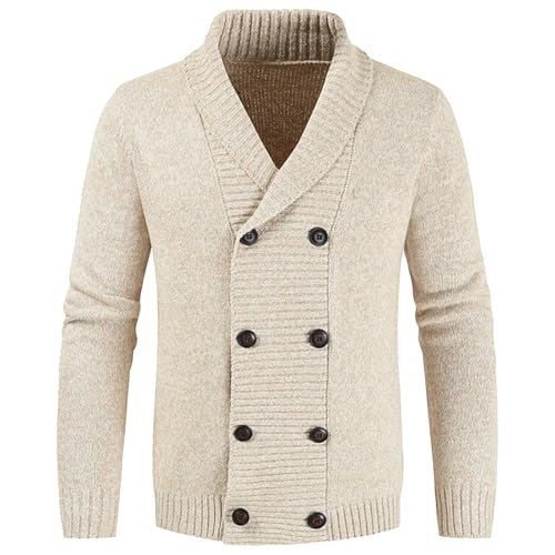 Men's Lapel Double-Breasted Knitted Cardigan Blazer, Men's Shawl Collar Cardigan Sweater, Double Breasted Blazer Men