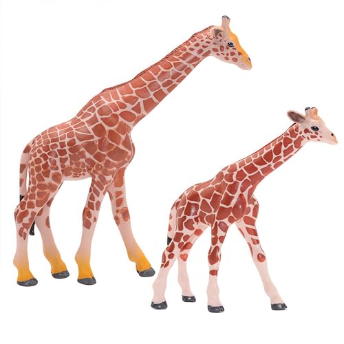 Gemini&Genius Giraffe Toy Figurines Set, 2PCS Plastic Giraffe Figure and Cub Realistic Wild Animals Giraffes, Education Toys, Cake Toppers, Birthday...