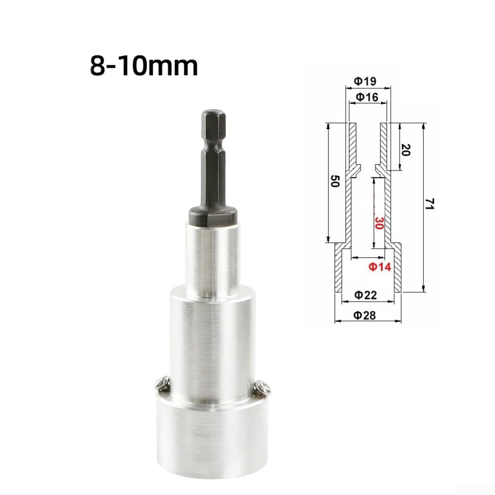 Adaptador de taladro de sellado de mano con vástago hexagonal de 1/4 pulgadas para cabezal de herramienta de plástico blanco de 8-18 mm (13-14 mm)