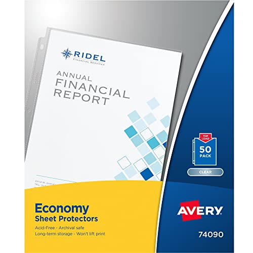 Avery Economy Clear Sheet Protectors, Acid Free, Box of 50 (74090)