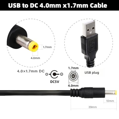Cable de alimentación USB a DC 5V 4.0x1.7mm Sam&Johnny 2 unidades miniatura 2