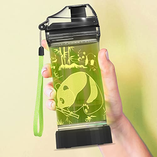 Lampeez Panda Gift, Panda Water Bottle For Kids Light Up Water Bottle With 3D Design- 14 Oz Tritan Bpa Free Eco-Friendly - Cool Drinking Cups Gift For School Kids Boy Girl Child Christmas Holiday #TOP14