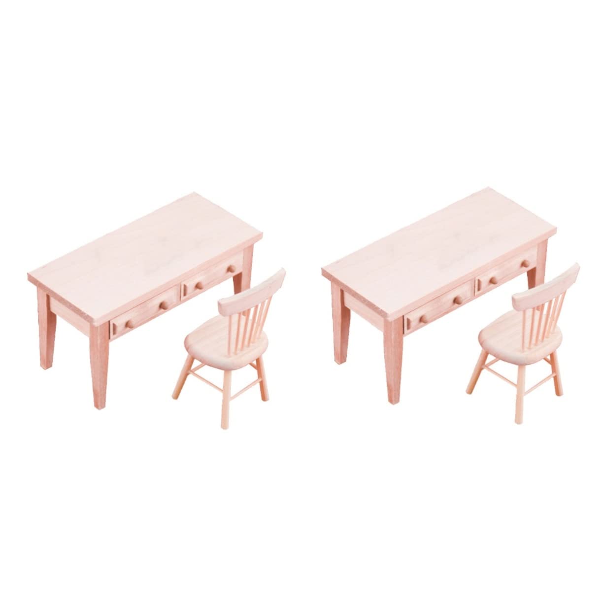 Abaodam2 Sets Pcs Furviking Miniature Dining Table DIY Miniature Doll Chair Miniature Wooden Furniture Miniature Table Chair Figurine Mini Desk Chair Model Wooden Table Doll House Bamboo