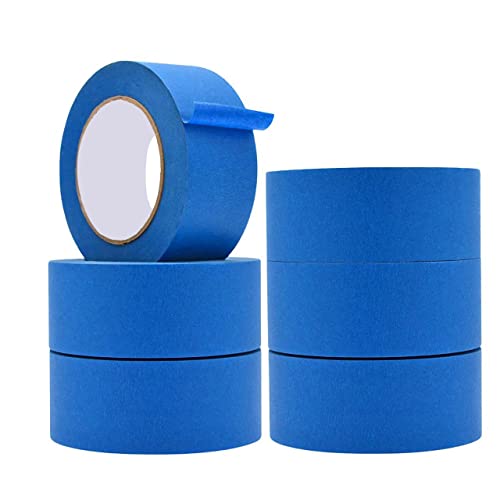 MARKQ [6 Rolls] Blue Painters Tape - 2 x 20 Yards Masking Tape for Painting DIY Crafts & Home Office Use
