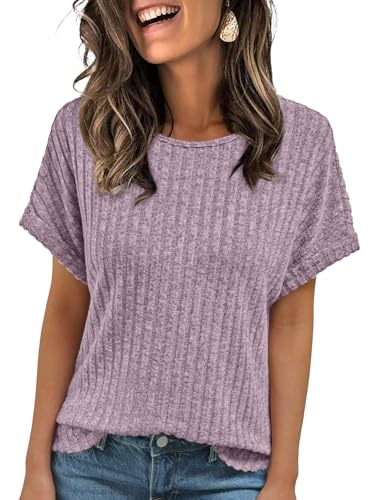 Image of AUTOMET Womens Short Sleeve Tops Fall Shirts 2026 Lightweight Sweater | Dressy Casual Blouse, Fashion Summer Clothing, Cute Spring Outfits, Business Work Tunic, Trend Boho