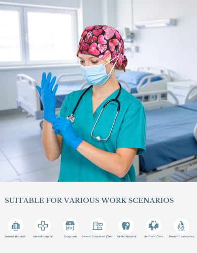 Image of Scrub Caps for Women with Buttons, Classic Surgical Caps | Double-Sided Printed, Adjustable,Long Hours, Sweatbands, Fabric Help Reduce Static Buildup