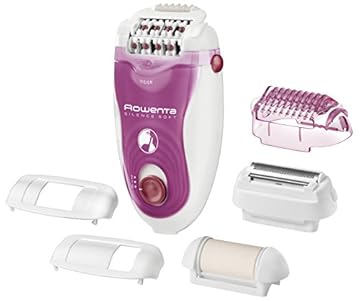 Rowenta EP5660 Silence Soft Epilatore, Epilazione Silenziosa per Gambe con la Tecnologia Micro-Contact, 7 accessori, 4, 8 W, 220 - 240 V, Viola/Bianco