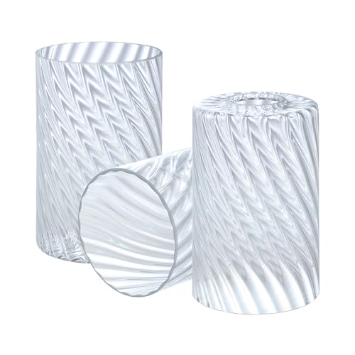 Aspen Creative 23654-60-3,Clear Swirl Glass Shade For Lighting Fixture. Size:3-7/8"D x 6-1/2"H,Center Hole:43mm. Set of 3. by Aspen Creative - Used condition - US$8.94