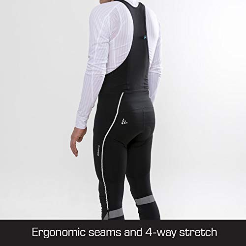 Craft Men’s Ideal Pro Thermal Cycling Bib Pants with Protective C3 Chamois - Wind and Waterproof, Shock Absorbing Padding X-Large Black - Thumbnail 3