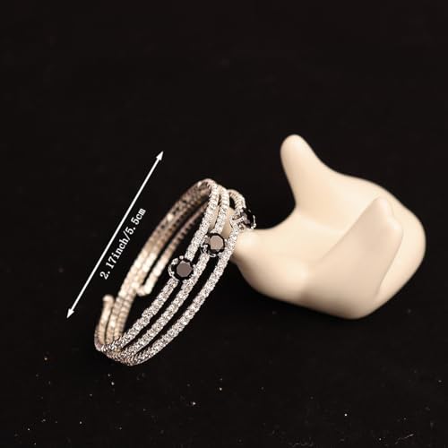 Sparkly Rhinestone Cuff Bangle Bracelet for Women Layered Crystal Half Open Cuff Tennis Wrist Bracelet Bridal Wedding Bracelet Jewelry4