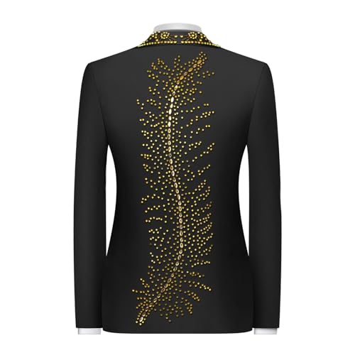 Men's 2 Piece Suit One Button Single Breasted Slim Fit Party Blazer Beaded Prom Wedding Suits Pants Set for Men4