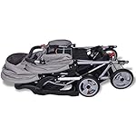 yorten Klappbar Geschwisterkinderwagen Zwillingswagen Kinderwagen Buggy Zwillingsbuggy aus Stahl und Oxfordgewebe für 1-2 Kinder bis zu je 15kg Grau und Schwarz 118 x 41 x 108 cm