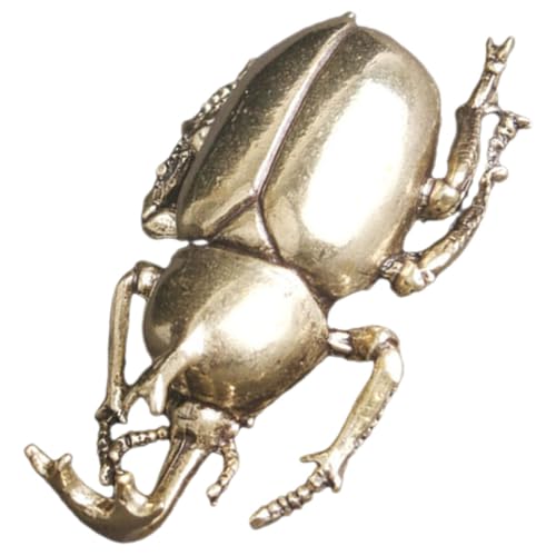 LIFKOME 真鍮製カブトムシ置物 デスクトップ装飾 インテリアフィギュア レトロ調 ホームオフィス用 プレゼントに