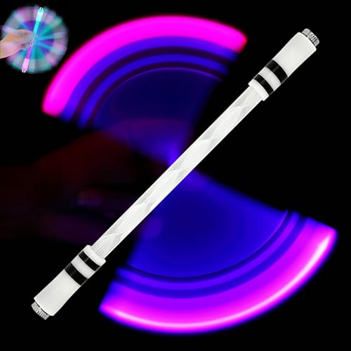 ZFFLYH Spinning Rotating Pen LED Rolling Finger Rotating Pen Anti Slip Coating Spinning Pen Resistant Fingertip Toy for Student Entertainment, Spiral Style,Black