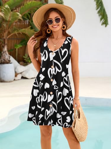 Image of BELAROI Summer Dresses for Women Beach Tshirt Sundress V Neck Casual Swing Tank Dress Swimsuit Cover Ups Pockets
