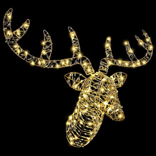 Festnight Beleuchtet Außen Led Rentierkopf 140 Led 60 cm...