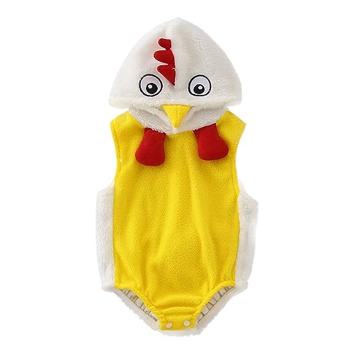 Generisch 2025 Meninos meninas cosplay frango animal disfarce inverno polar com capuz macacões roupa body crianças, Branco, 3-6 meses