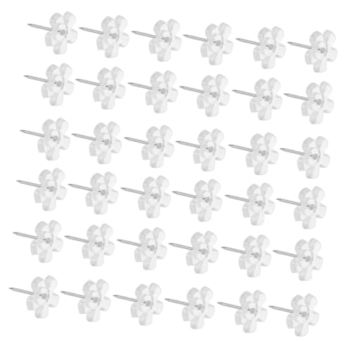 SHINEOFI 200 Piezas Chincheta Flor Transparente Alfiler Decorativo Pin De Mensaje Tachuelas para Tablón De Anuncios Chinchetas Mapa del Mundo con Chinchetas Push Push Push Plástico