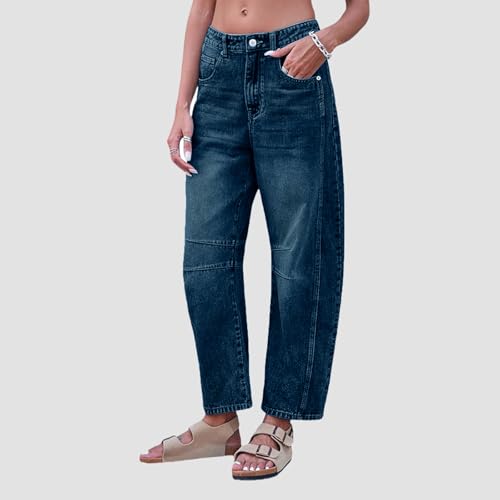 Barrel Jeans Women High Waisted Wide Leg Cropped Jeans Trendy Denim Ankle Pants Y2k Boyfriend Mom Cowgirl Outfits3