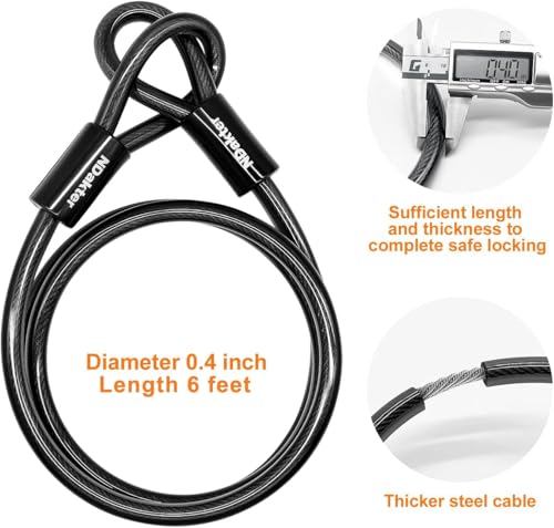 Image of NDakter Bike Locks Heavy Duty Anti Theft, Bicycle U Lock for Ebike, 18mm Shackle, 6FT Steel Security Cable with 3 Keys for Electric Escooter, Mountain & Folding Bike, Tri-Bike Wheel Lock Sturdy
