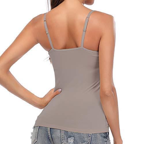 STARBILD Damen Ultralight Spaghetti Top Unterhemd mit unsichtbarer gepolsterter BH Ohne Bügel Verstellbarem Spaghettiträger Komfortable Gepolsterte Unterhemd, Grau L 2