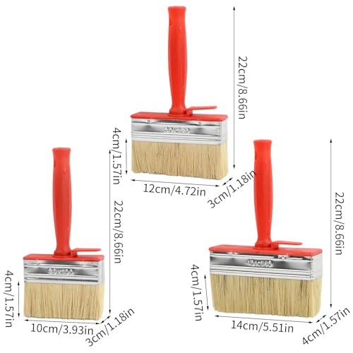 Anseom 3 Stück Pinsel Wandfarbe, Pinsel Set mit Kunststoff Griff FläChenstreicher Borsten Zaun Pinsel Malerpinsel für Wand Möbel Zaun Holz Malen（100mm 120mm and 140mm ）