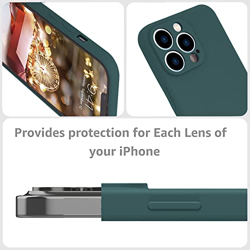 Image of DIZORO Microfiber Square Candy Case Compatible for iPhone 14 PRO, Shockproof Slim Back Cover Liquid Silicone Case -Forest Green