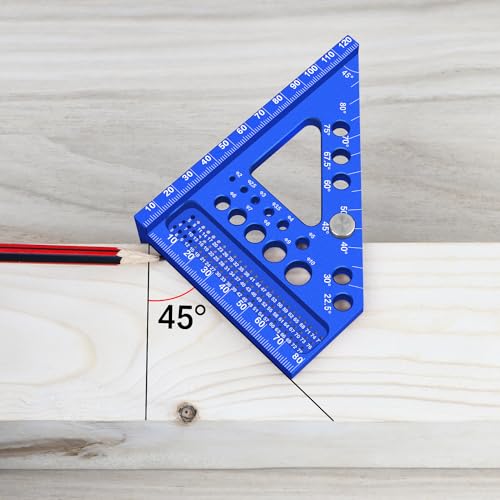 Équerre de charpentier en aluminium compacte à règle multi-angles 3D et pivot sécurisé - 4